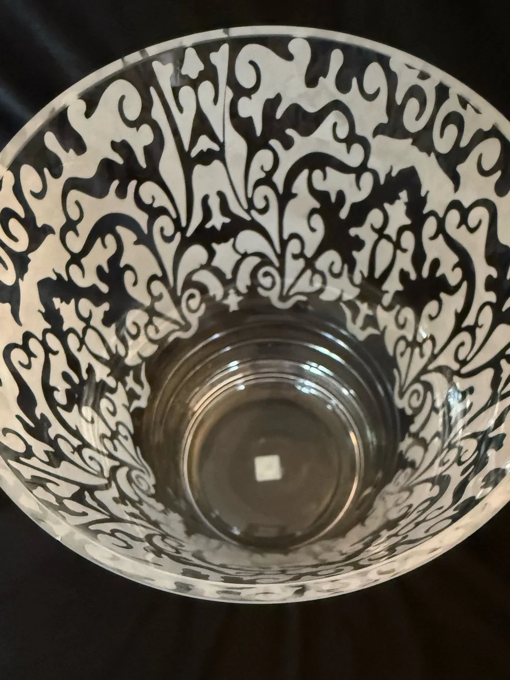 PartyLite Clear Glass Vase with Etched Floral Motif